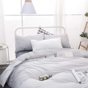 - Striped Comforter Set, 100% Cotton Fabric, Ticking Stripe